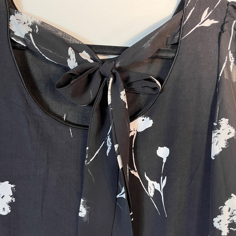 Tahari Cocktail Black Dress White Floral sz XS NWD - Picture 6 of 9